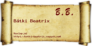 Bátki Beatrix névjegykártya
